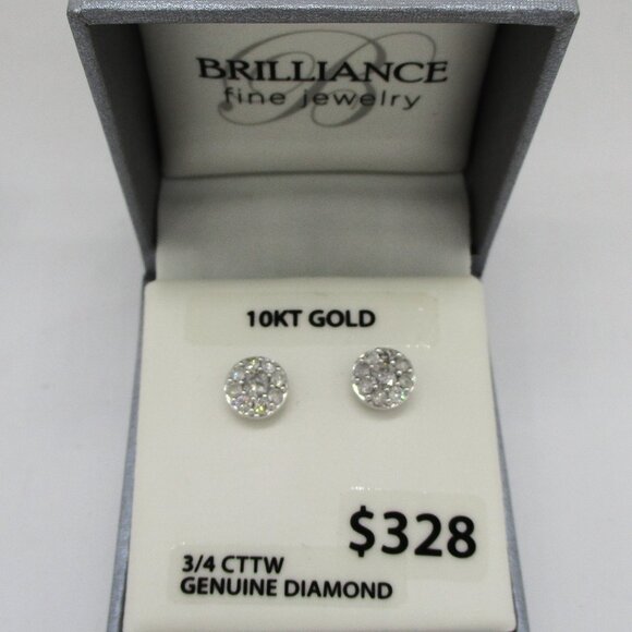 Brilliance Fine Jewelry 10KT White Gold 3/4 CTTW Genuine Diamond Stud Earrings - Picture 1 of 7